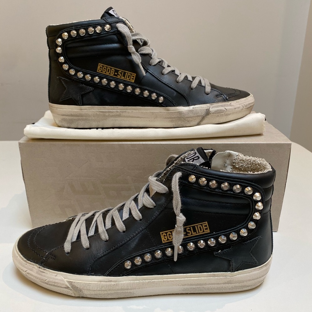 Golden Goose Studded Slide Sneaker in Black sz 40 NIB - Picture 3 of 10